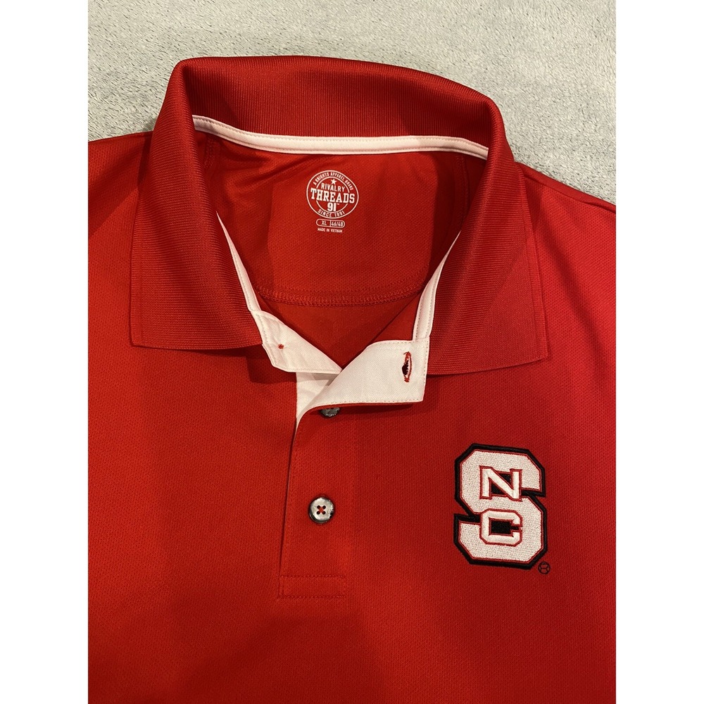 NWT Men's Rivalry Threads NC State Wolf Pack Short Sleeve Golf Polo Shirt Red XL